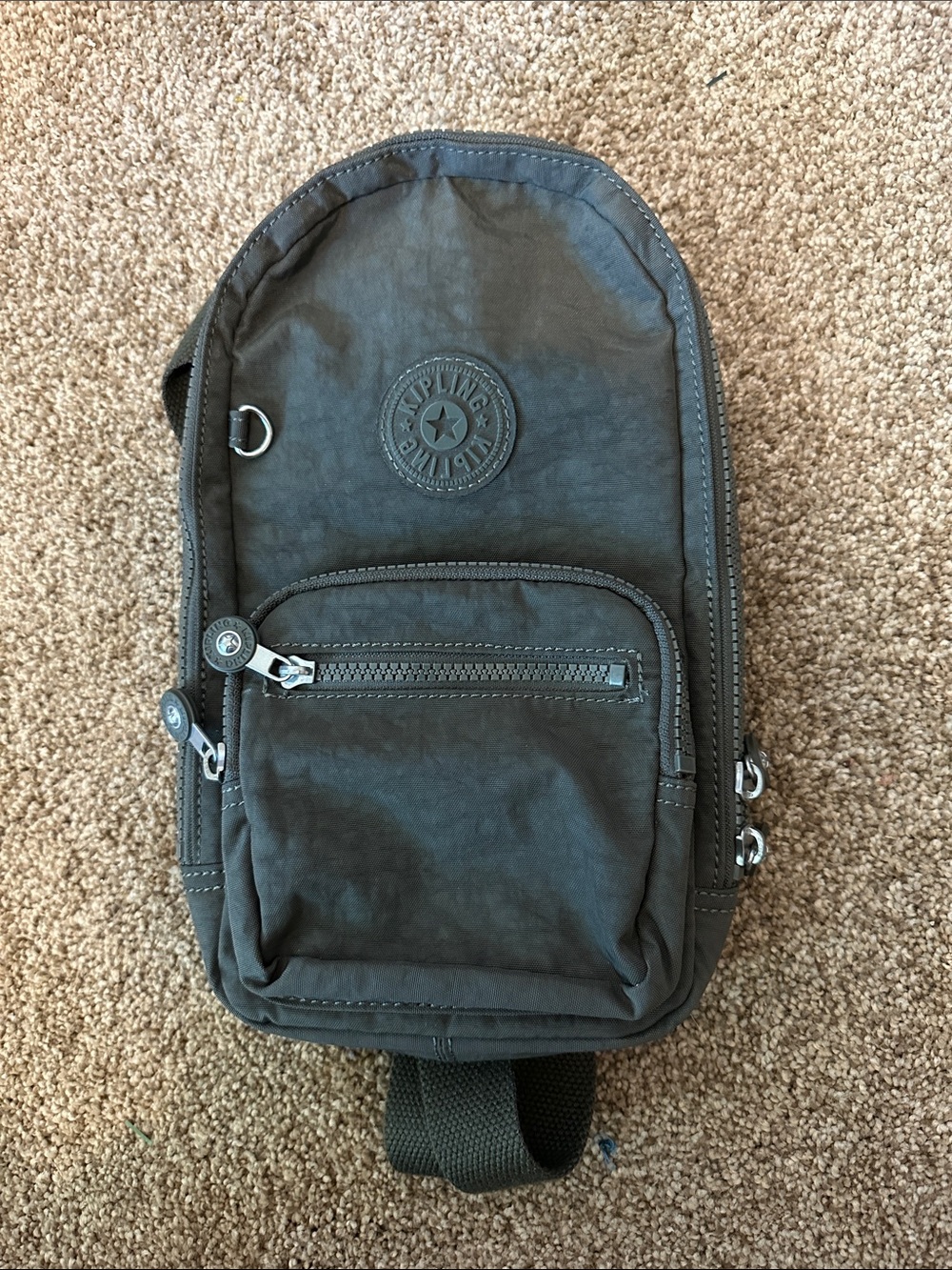 Kipling Olive Single-Shoulder Sling Bag (Unisex)